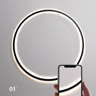 Minimalist Atmospheric Line Black Ring Wall Lamp，6 Sizes