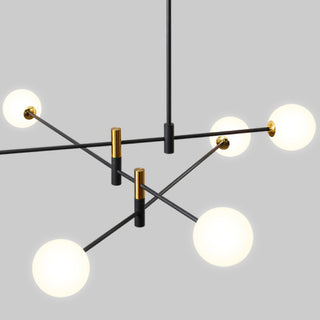 Simple Black And Gold Multi-head Glass Ball Chandelier,4/6/8 Heads