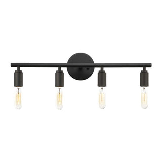 Bulb Black Mirror Front Vanity Wall Lamp, 3/4 Heads