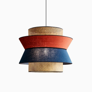 Blue&Red Rattan Pendant Light