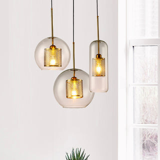 Glass & Metal Industrial Pendant Light