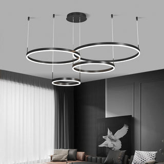 Multi-ring Black Pendant Light, 2/3/4/5 Rings