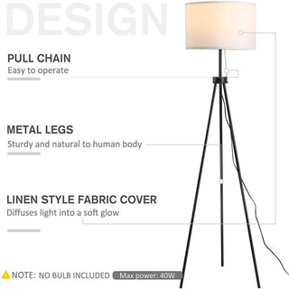 Fabric Iron Classic Tripod Floor Lamp