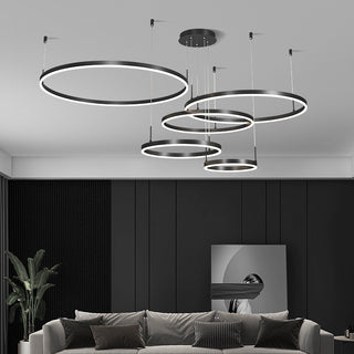 Multi-ring Black Pendant Light, 2/3/4/5 Rings