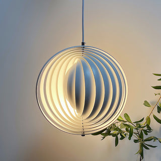 Modern Danish White Moon Ring Rotating Pendant Light