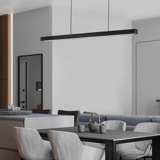 Minimalist Linear Pendant Light, Metal & Wood