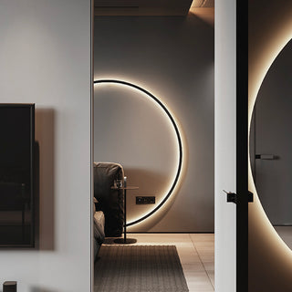 Minimalist Atmospheric Line Black Ring Wall Lamp，6 Sizes