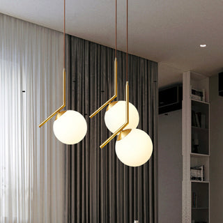 Simple Modern Frosted Glass Ball Golden Creative Pendant Lamp