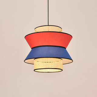 Blue&Red Rattan Pendant Light