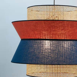 Blue&Red Rattan Pendant Light